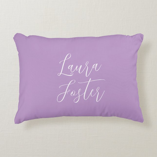 Handwriting Elegant Name Lilac & Pink Colour Accent Pillow (Front)