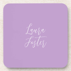 Handwriting Elegant Name Lilac & Pink Colour Coaster