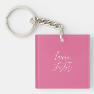 Handwriting Elegant Name Pink Colour Keychain