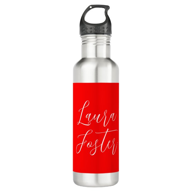 Handwriting Elegant Name Red Colour Plain 710 Ml Water Bottle (Front)
