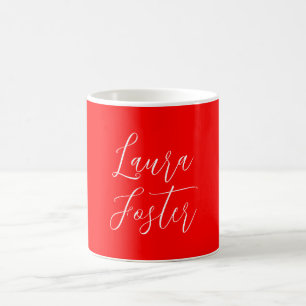 Handwriting Elegant Name Red Colour Plain Coffee Mug