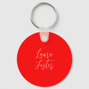 Handwriting Elegant Name Red Colour Plain Keychain