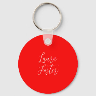 Handwriting Elegant Name Red Colour Plain Keychain
