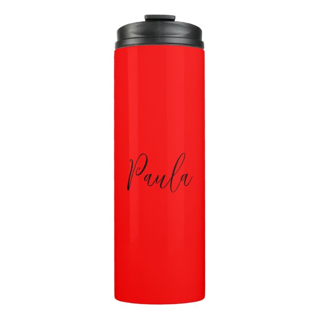 Handwriting Elegant Name Red Colour Plain Thermal Tumbler (Front)
