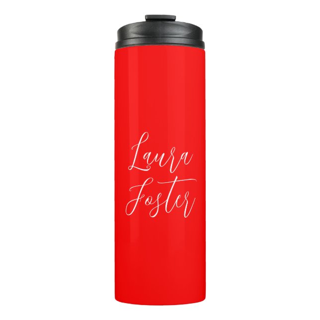 Handwriting Elegant Name Red Colour Plain Thermal Tumbler (Front)