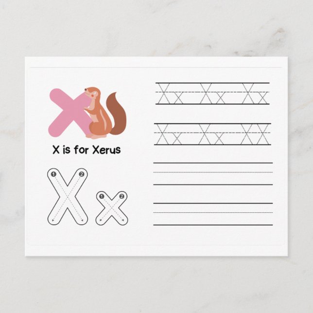 Handwriting FlashCards for Kindergarten | X,Y | Postcard (Front)