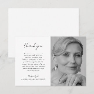 Handwriting Font Celebration of Life Funeral Photo Thank You Card