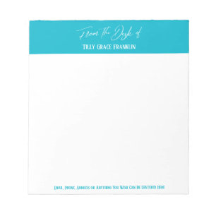 Handwriting From the Desk of Bright Scuba Blue Notepad