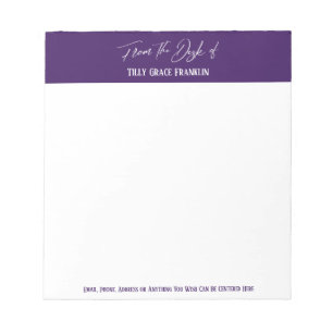 Handwriting From the Desk of Deep Dark Purple Notepad