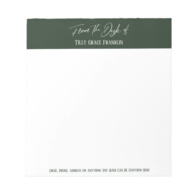 Handwriting From the Desk of Evergreen Colour Bloc Notepad (Front)