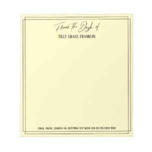 Handwriting From the Desk of Simple Light Yellow Notepad