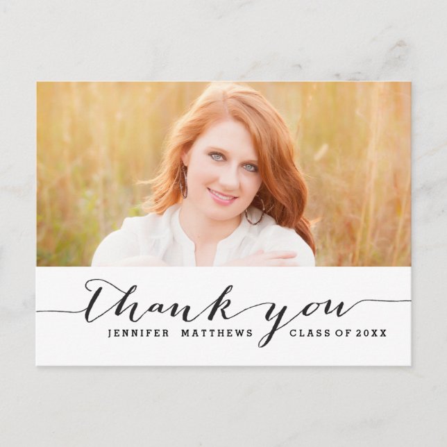 Handwriting | Graduation Thank You Postcard (Front)