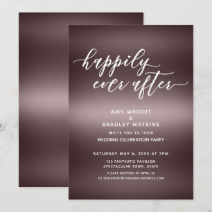 Handwriting Happily Ever After on Rose Gold Invitation