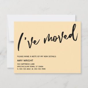 Handwriting I've Moved Peach Announcement Card