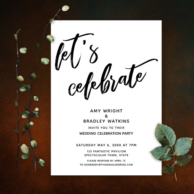 Handwriting Let's Celebrate Wedding Reception Invitation (Creator Uploaded)