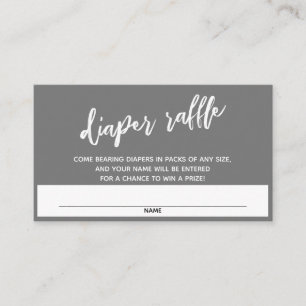 Handwriting Medium Dark Grey Diaper Raffle Ticket Enclosure Card