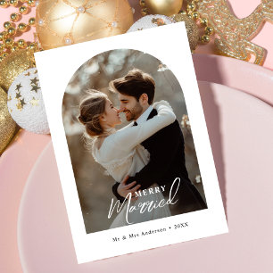 Handwriting Merry Married Christmas Arch Photo Holiday Card