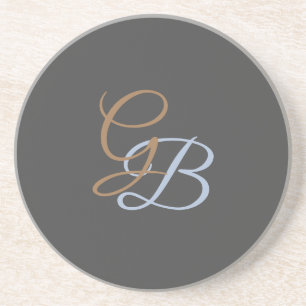Handwriting modern plain monogram minimalist  coaster