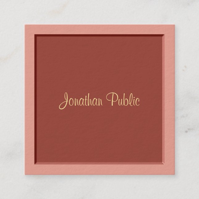 Handwriting Modern Template Professional Elegant Square Business Card (Front)