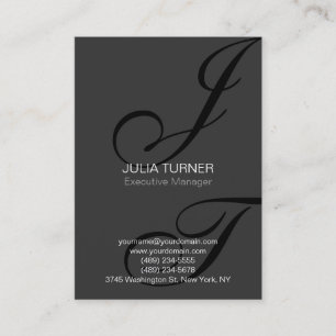 Handwriting Monogram Black Grey Unique Business Card