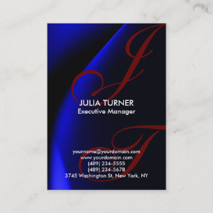 Handwriting Monogram Blue Unique Professional Business Card
