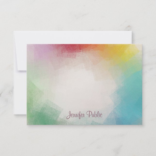 Handwriting Monogram Colourful Abstract Art Card (Front)
