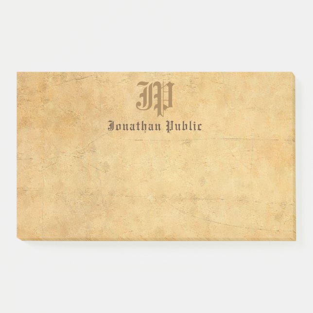 Handwriting Monogram Elegant Vintage Template Post-it Notes (Front)