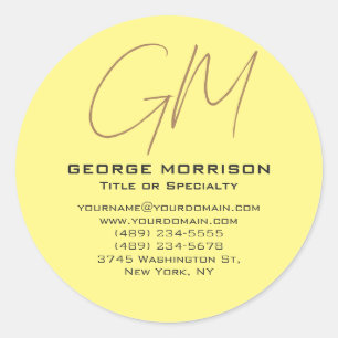 Handwriting Monogram Initials Professional Modern Classic Round Sticker