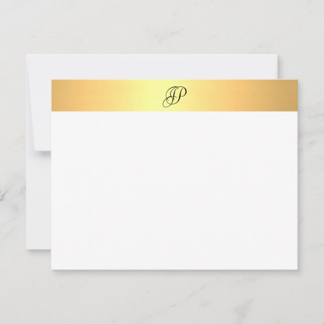 Handwriting Monogram Name Faux Gold Modern Card (Front)