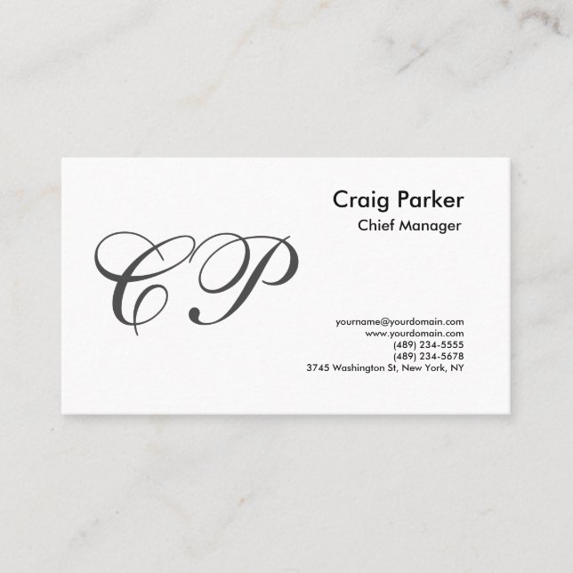 Handwriting Monogram Professional Plain Simple Business Card (Front)