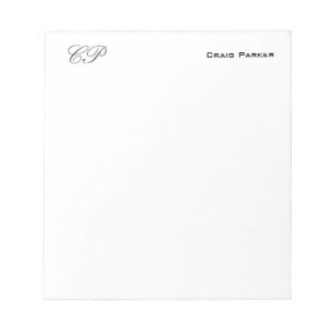 Handwriting Monogram Professional Plain Simple Notepad