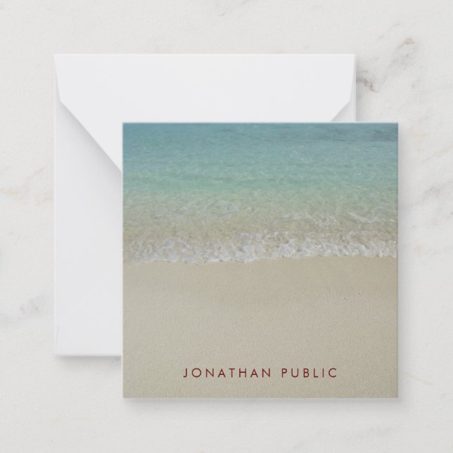 Handwriting Monogram Template Sea Waves Sand (Front)