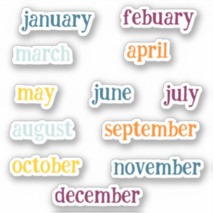 Handwriting Months Of The Year Script Coloful 