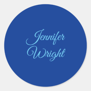 Handwriting Name Classical Plain Air Force Blue  Classic Round Sticker