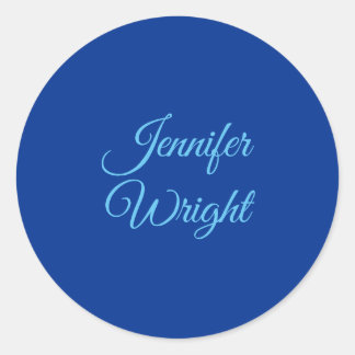 Handwriting Name Classical Plain Air Force Blue  Classic Round Sticker