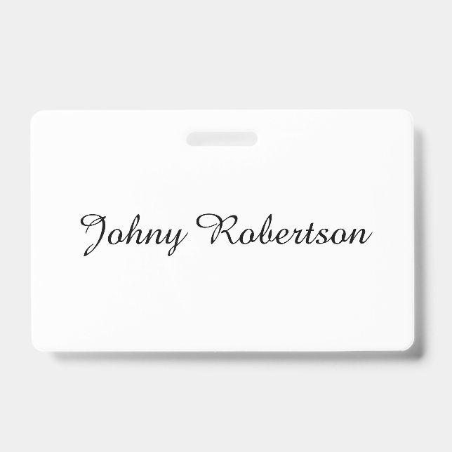 Handwriting Name Plain Elegant Professional Modern Badge (Front)