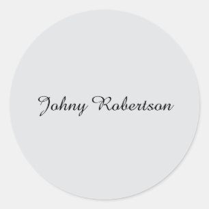 Handwriting Name Plain Elegant Professional Modern Classic Round Sticker