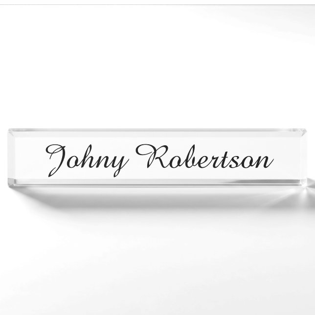 Handwriting Name Plain Elegant Professional Modern Nameplate (Front)