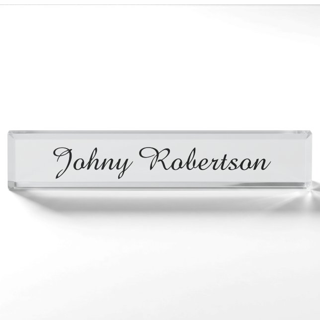 Handwriting Name Plain Elegant Professional Modern Nameplate (Front)