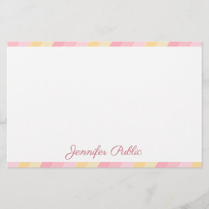 Handwriting Name Text Pink Yellow White Template Stationery