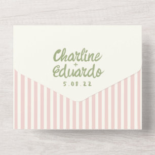 Handwriting Pastel Retro Wedding All In One Invitation