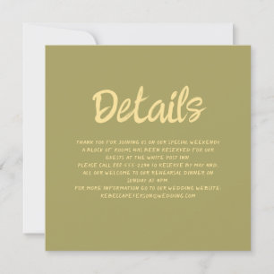 Handwriting Pastel Retro Wedding Details Invitatio Invitation