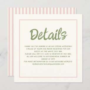 Handwriting Pastel Retro Wedding Details Invitation