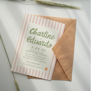 Handwriting Pastel Retro Wedding invitation Card