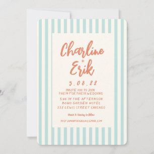Handwriting Pastel Retro Wedding invitation Card