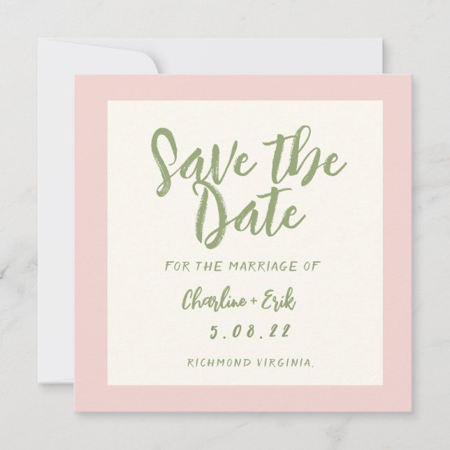 Handwriting pastel Retro Wedding Save The Date (Front)