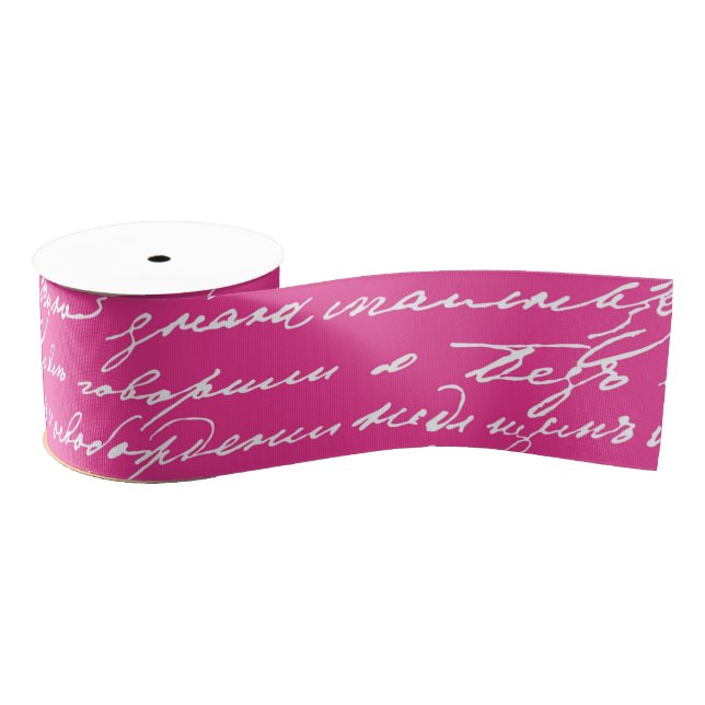 Handwriting Pink Love Story Writer Colourful Fun Grosgrain Ribbon (Spool)