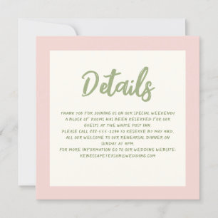 Handwriting Pinky Pastel Retro Wedding Details Invitation
