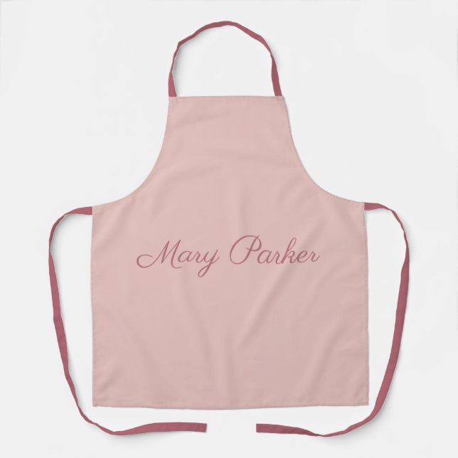 Handwriting Plain Rose Gold Professional Name Apron (Front)