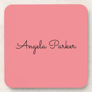 Handwriting Plain Simple Pink Professional Modern Coaster